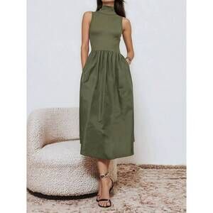 NEW NAKED ZEBRA mock neck maxi dress in martini oives